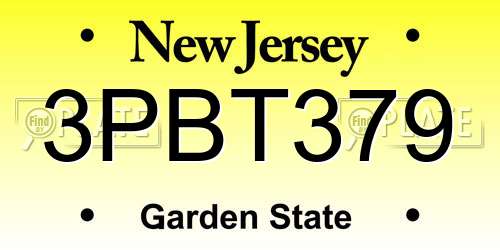 3PBT379 New Jersey License Plate