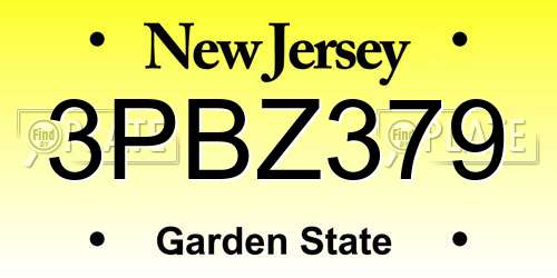 3PBZ379 New Jersey License Plate