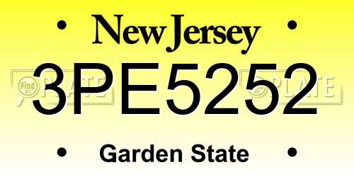 3PE5252 New Jersey License Plate