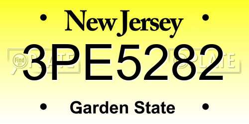 3PE5282 New Jersey License Plate
