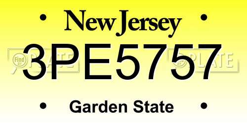 3PE5757 New Jersey License Plate