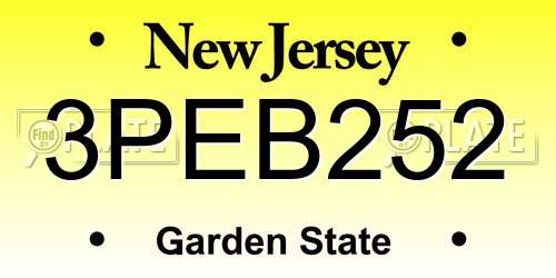 3PEB252 New Jersey License Plate