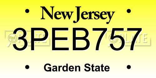 3PEB757 New Jersey License Plate