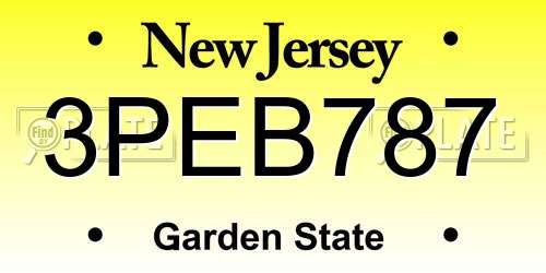 3PEB787 New Jersey License Plate