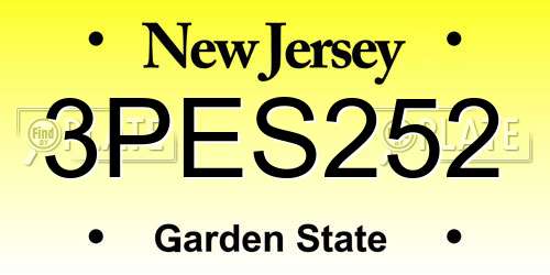 3PES252 New Jersey License Plate