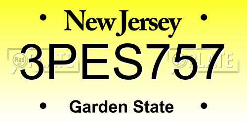 3PES757 New Jersey License Plate