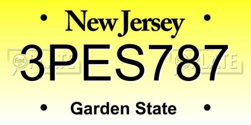 3PES787 New Jersey License Plate