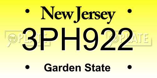 3PH922 New Jersey License Plate