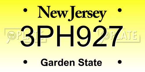 3PH927 New Jersey License Plate