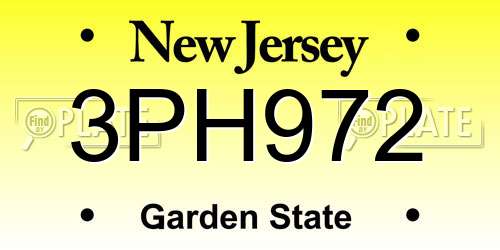3PH972 New Jersey License Plate