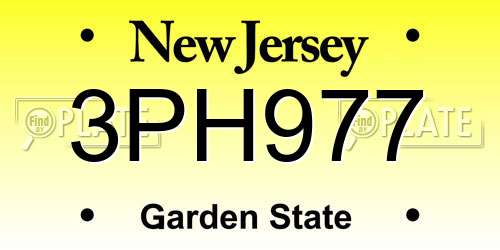 3PH977 New Jersey License Plate