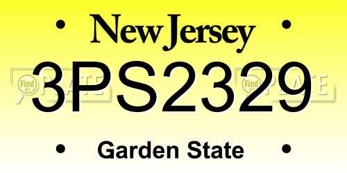 3PS2329 New Jersey License Plate