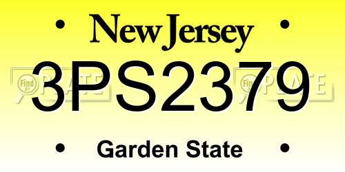 3PS2379 New Jersey License Plate