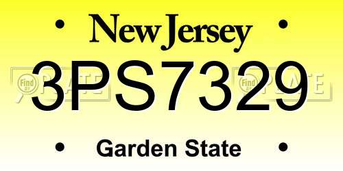 3PS7329 New Jersey License Plate