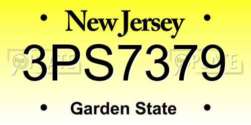 3PS7379 New Jersey License Plate