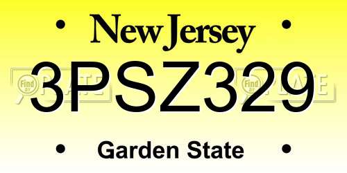 3PSZ329 New Jersey License Plate
