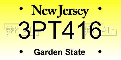 3PT416 New Jersey License Plate