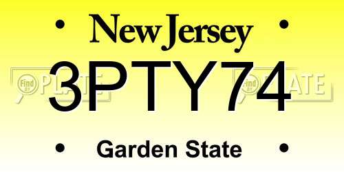 3PTY74 New Jersey License Plate