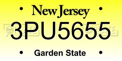 3PU5655 New Jersey License Plate