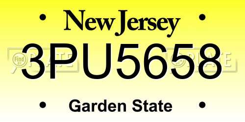3PU5658 New Jersey License Plate