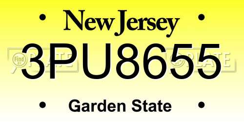 3PU8655 New Jersey License Plate
