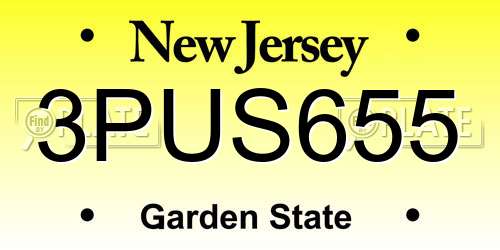 3PUS655 New Jersey License Plate