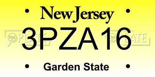 3PZA16 New Jersey License Plate