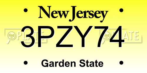 3PZY74 New Jersey License Plate