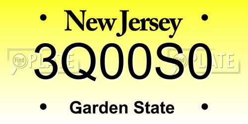3Q00S0 New Jersey License Plate