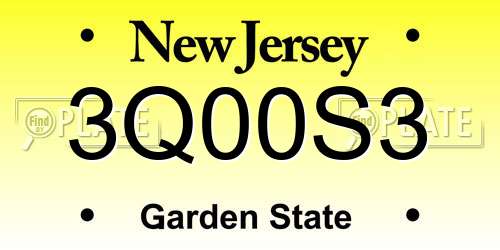 3Q00S3 New Jersey License Plate