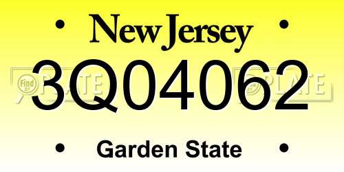 3Q04062 New Jersey License Plate
