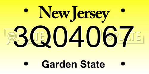 3Q04067 New Jersey License Plate