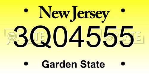 3Q04555 New Jersey License Plate