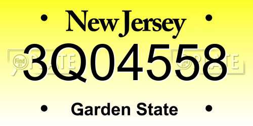 3Q04558 New Jersey License Plate