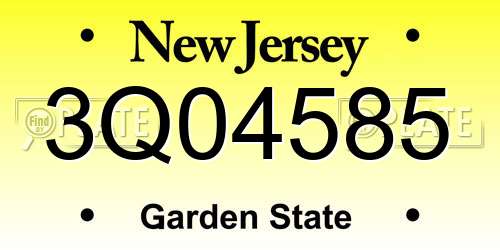 3Q04585 New Jersey License Plate