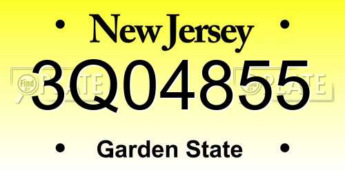 3Q04855 New Jersey License Plate