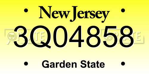 3Q04858 New Jersey License Plate