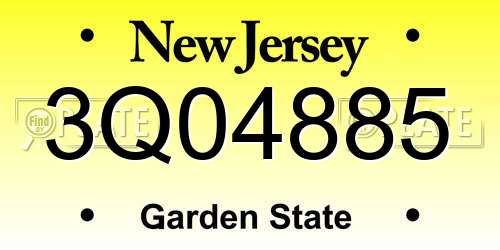 3Q04885 New Jersey License Plate
