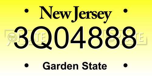 3Q04888 New Jersey License Plate