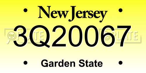 3Q20067 New Jersey License Plate