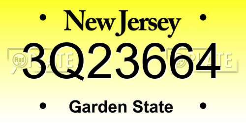 3Q23664 New Jersey License Plate