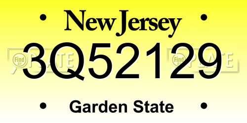 3Q52129 New Jersey License Plate