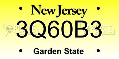 3Q60B3 New Jersey License Plate