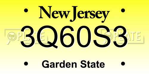 3Q60S3 New Jersey License Plate