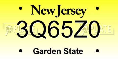 3Q65Z0 New Jersey License Plate