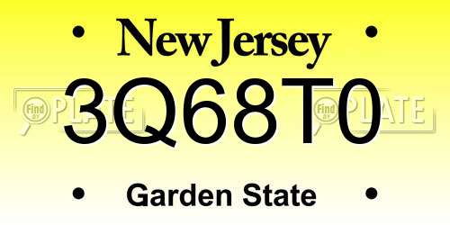 3Q68T0 New Jersey License Plate
