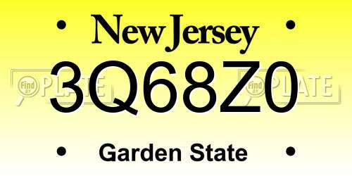 3Q68Z0 New Jersey License Plate