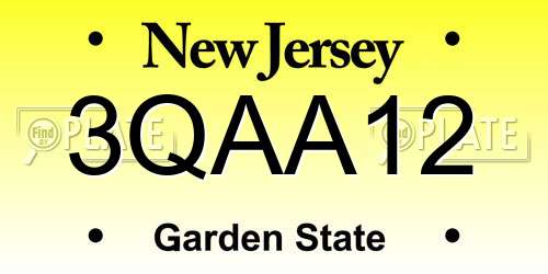3QAA12 New Jersey License Plate