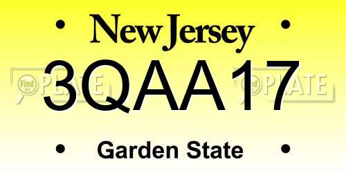 3QAA17 New Jersey License Plate