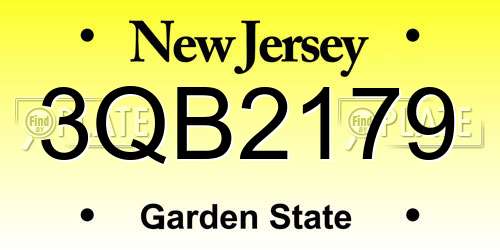 3QB2179 New Jersey License Plate